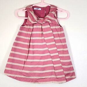 Baby Boden dark pink striped cotton lined dress size 6-12 months